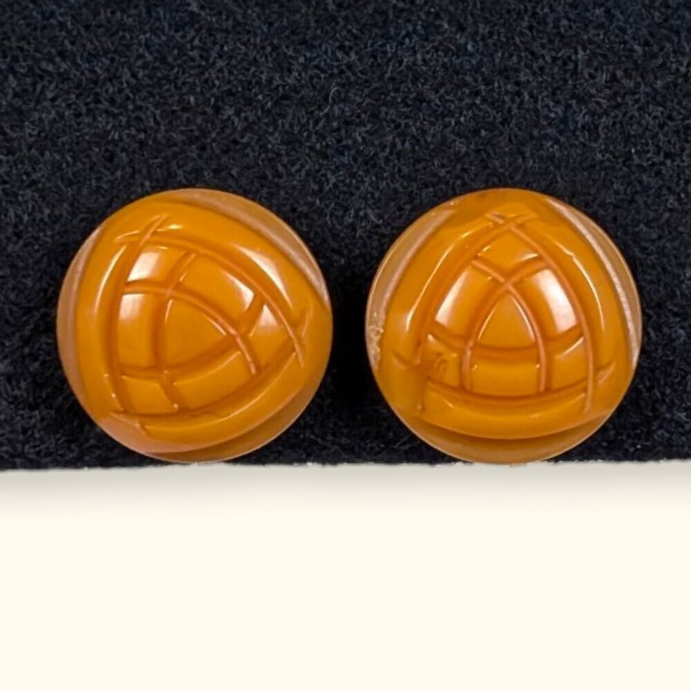 V. Orange Bakelite Triquetra Earrings